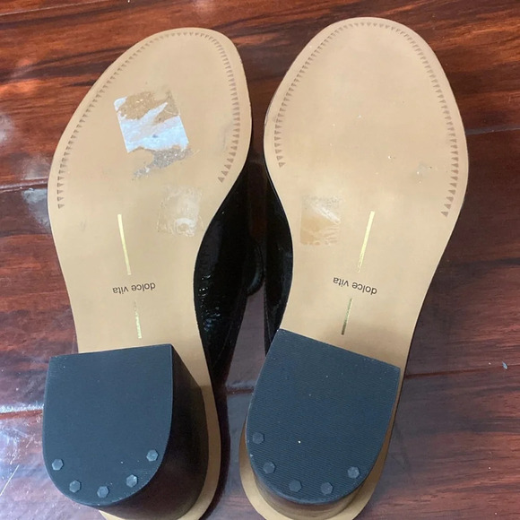 Dolce Vita Mali Heeled Loafer Mule Slide-on Patent Leather Block Heel in Black - Picture 5 of 6